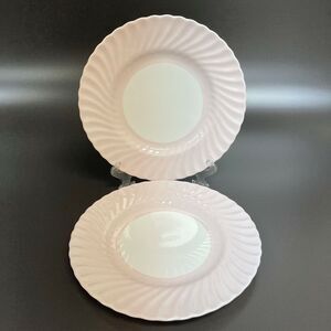 Minton Dinner Plates Swirl Edge Pink White 10 5/8" Lot‎ of 2
